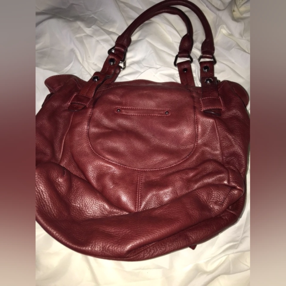 B. Makowsky Dark Red Leather Handbag Purse - Picture 2 of 6